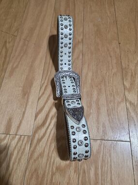 NOCONA Rhinestones Women's Belt Size Medium Genuine Leather Animal Print Aqua